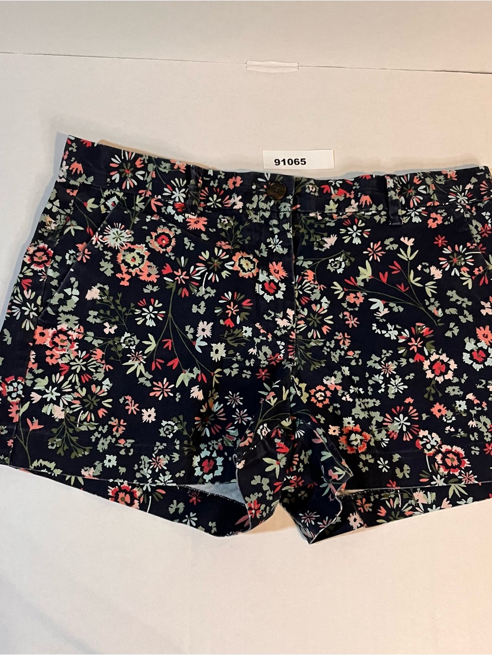GAP Floral High-Waist Shorts - Navy with Pink & Green Accents